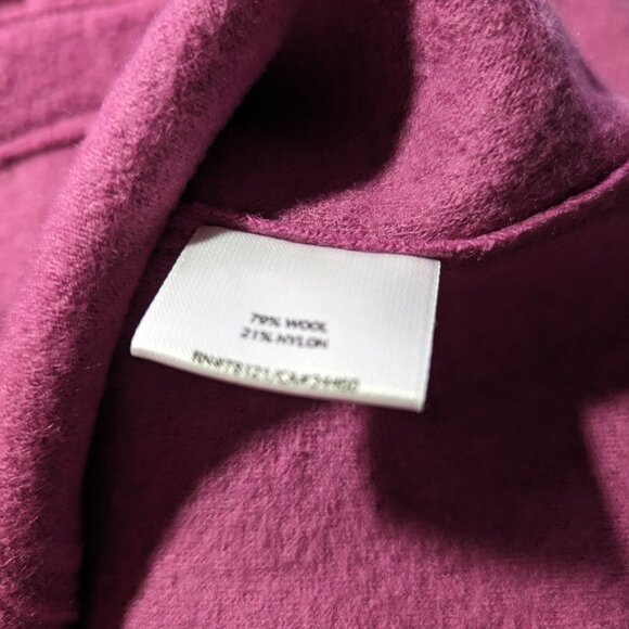 Eileen Fisher S Boiled Wool Blend Purple Blazer Jacket Sweater Cardigan Button - Picture 4 of 5